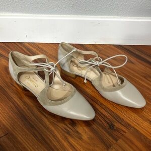 CREAZIONI DOMUS taupe suede/leather Lace-Up Flats